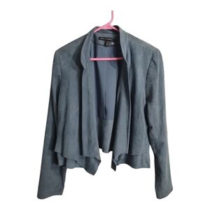 WHBM‎ Drape Front Suede Genuine Leather Preppy Office Party Blazer Jacket XL